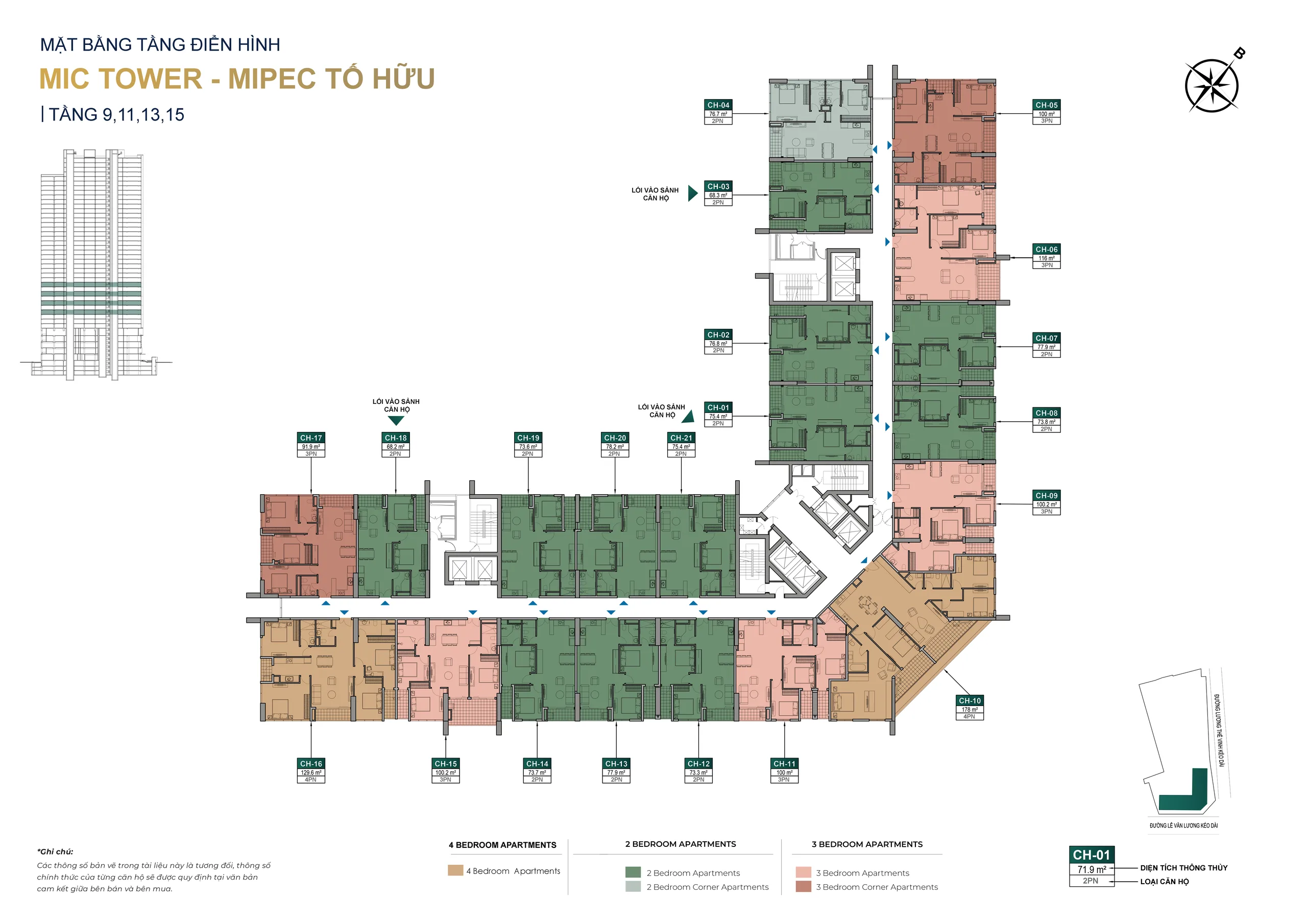Tòa MặT BằNG đIểN HìNH TầNG 9,11,13,15